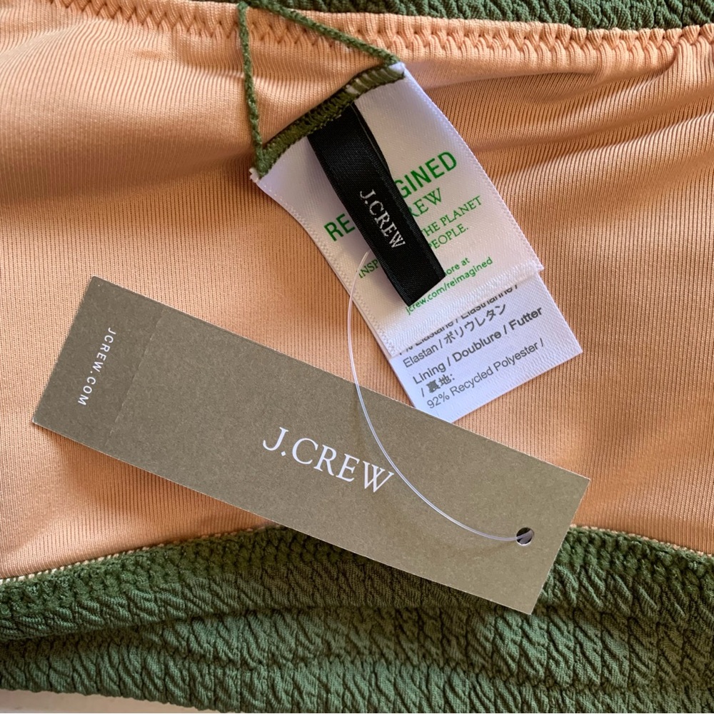 J Crew Size 2X Green Textured One Shoulder Bikini Top Swimwear NWT - Picture 11 of 17